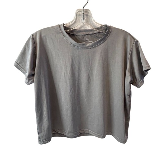 Real Essentials Women's Cropped T-Shirt Light Gray Size S Short Sleeve - Picture 1 of 5